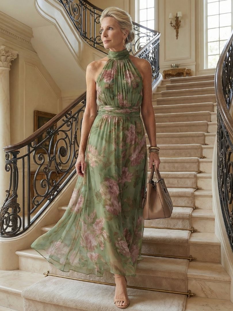 Cordova | Women's Floral Halter Neck Midi Dress