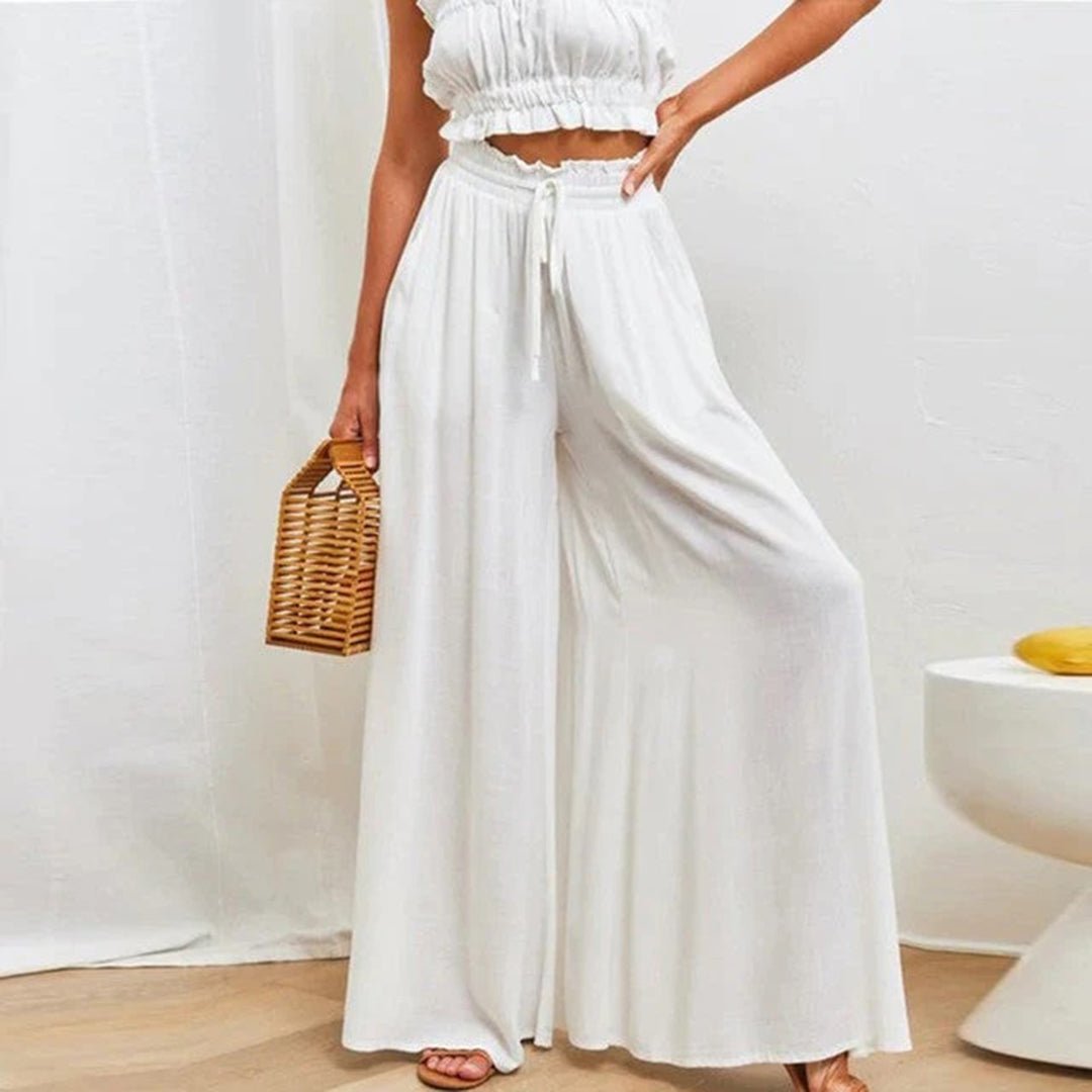 Cressida | Women's Two Piece Set Crop Top Wide Leg Pants