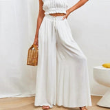 Cressida | Women's Two Piece Set Crop Top Wide Leg Pants