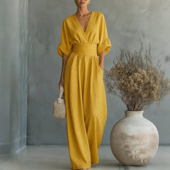 Women’s Wide-Leg V-Neck Jumpsuit