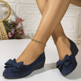Maisie | Women's Wedge Ballet Flats Bow Detail Suede Slip On Shoes