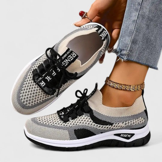 Koda | Women's Mesh Chunky Sole Lace-Up Trainers Colour Block