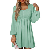 Penny | Women's Smocked Square Neck Puff Sleeve A-Line Mini Dress