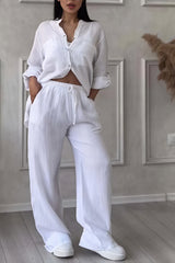 Dahlia | Women's Button Up Wide Leg Two Piece Set