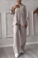 Dahlia | Women's Button Up Wide Leg Two Piece Set