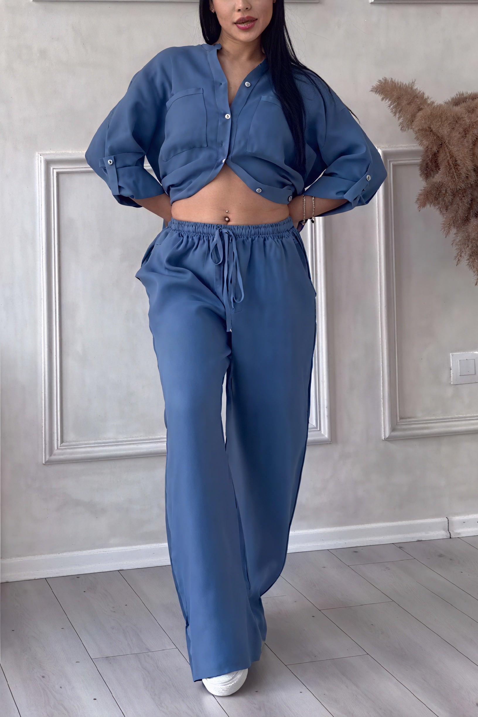Dahlia | Women's Button Up Wide Leg Two Piece Set