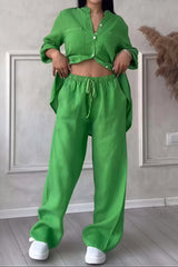 Dahlia | Women's Button Up Wide Leg Two Piece Set