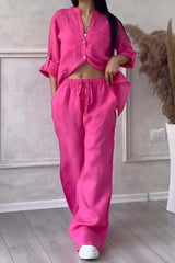 Dahlia | Women's Button Up Wide Leg Two Piece Set