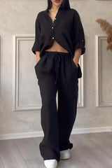 Dahlia | Women's Button Up Wide Leg Two Piece Set