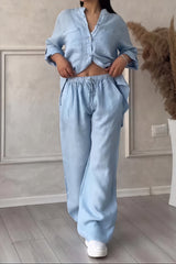 Dahlia | Women's Button Up Wide Leg Two Piece Set