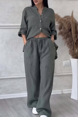 Dahlia | Women's Button Up Wide Leg Two Piece Set