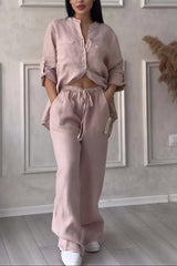 Dahlia | Women's Button Up Wide Leg Two Piece Set