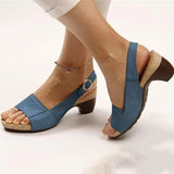 Vera | Women's Peep Toe Slingback Block Heel Sandals Buckle
