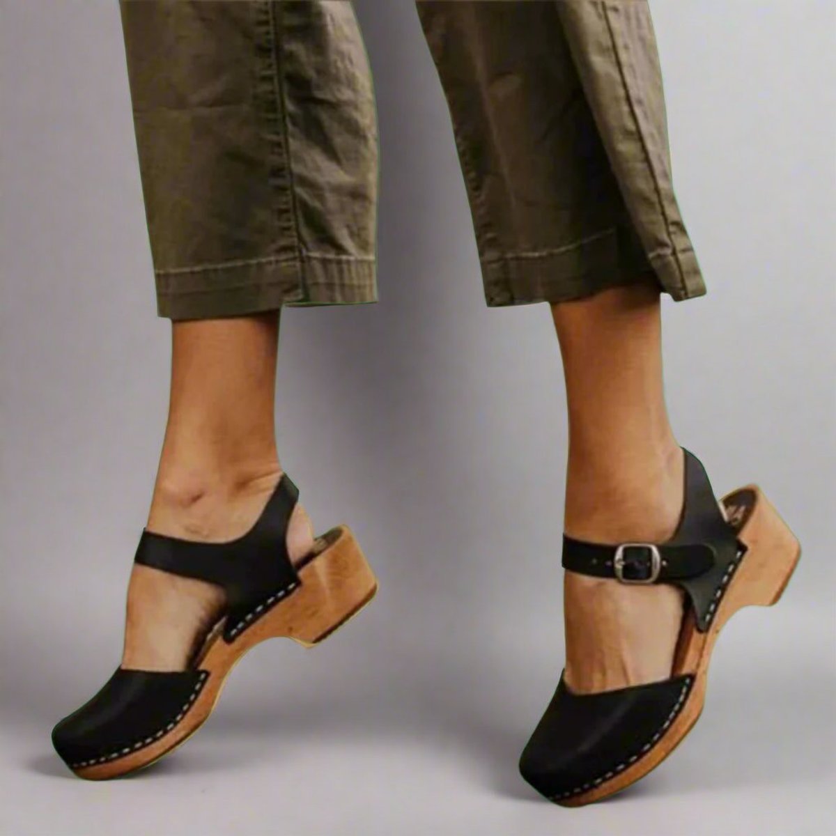 Delvara | Women's Platform Clog Ankle Strap Closed Toe Shoe