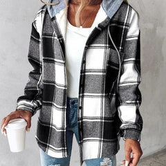 Women’s Plaid Flannel Hooded Shacket