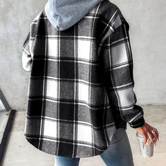 Women’s Plaid Flannel Hooded Shacket