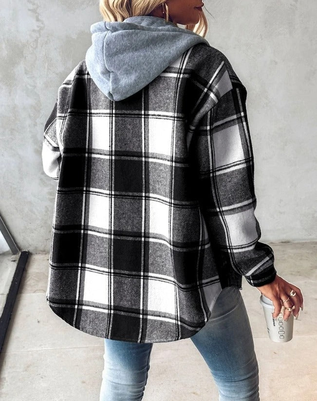 Women’s Plaid Flannel Hooded Shacket