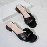 Ava | Women's Twisted Strap Low Block Heel Mule Sandals