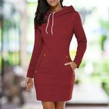 Mila | Women's Hoodie Dress Long Sleeve Casual Sweatshirt Dress with Pockets