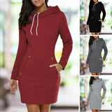 Mila | Women's Hoodie Dress Long Sleeve Casual Sweatshirt Dress with Pockets
