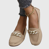 Luna | Women's Gold Chain Loafers Round Toe Slip-On Flats
