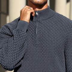 Men’s Basket-Textured Quarter-Zip Sweater