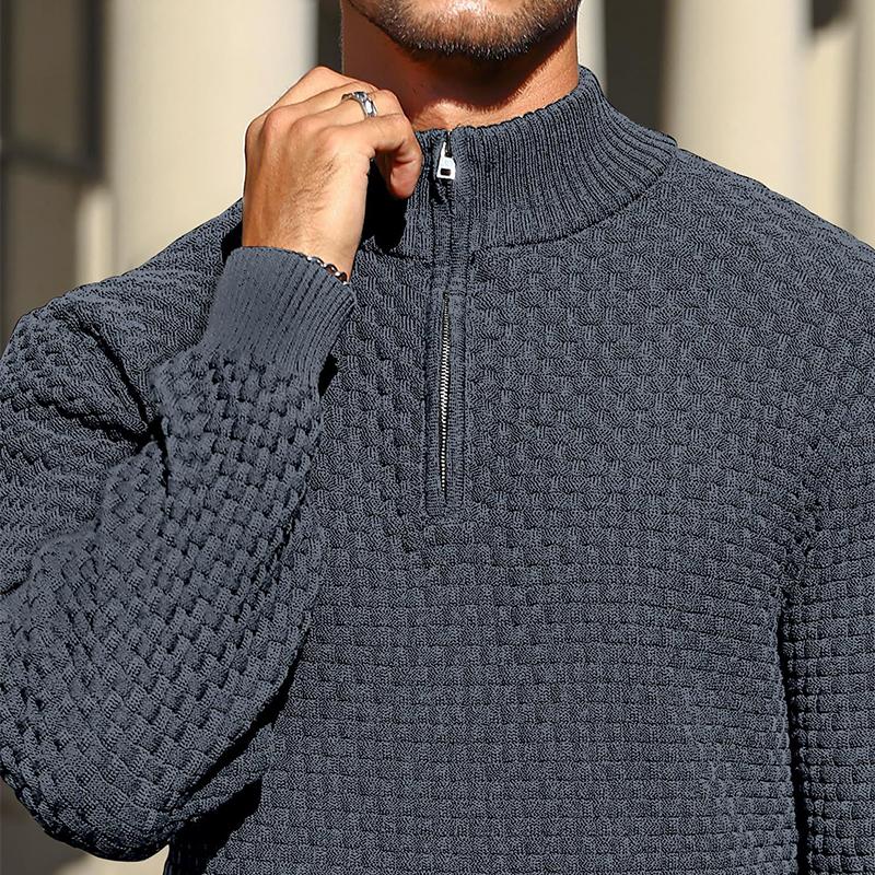 Men’s Basket-Textured Quarter-Zip Sweater