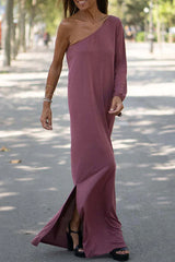 Vera | Women's One Shoulder Maxi Dress with Long Sleeve