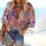 Mila | Women's Oversized Paisley Print Blouse with 3/4 Sleeves