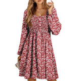Penny | Women's Smocked Square Neck Puff Sleeve A-Line Mini Dress