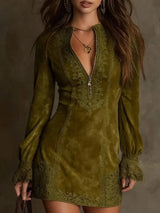 Eloise | Women's Lace Long Sleeve Mini Dress