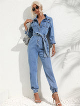 Elysia | Women's Collared Long Sleeve Jumpsuit