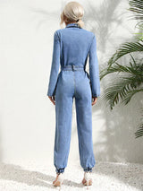 Elysia | Women's Collared Long Sleeve Jumpsuit