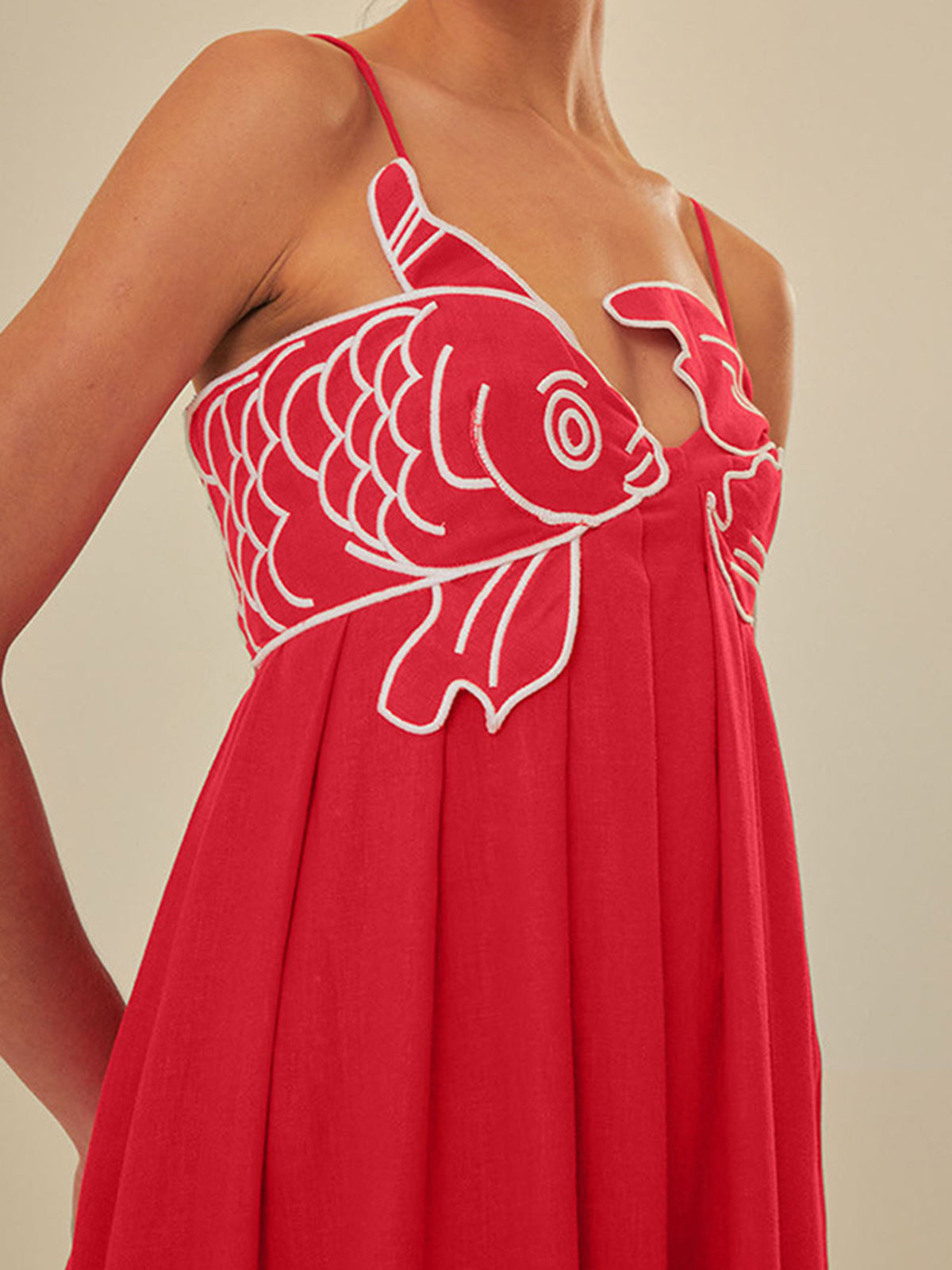 Koi | Women's Embroidered Spaghetti Strap Maxi Dress Empire Waist