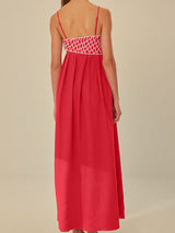 Koi | Women's Embroidered Spaghetti Strap Maxi Dress Empire Waist