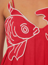 Koi | Women's Embroidered Spaghetti Strap Maxi Dress Empire Waist