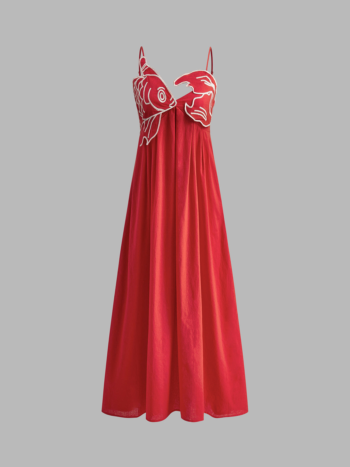 Koi | Women's Embroidered Spaghetti Strap Maxi Dress Empire Waist