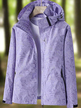 Estelle | Women's Leaf Print Hooded Waterproof Jacket