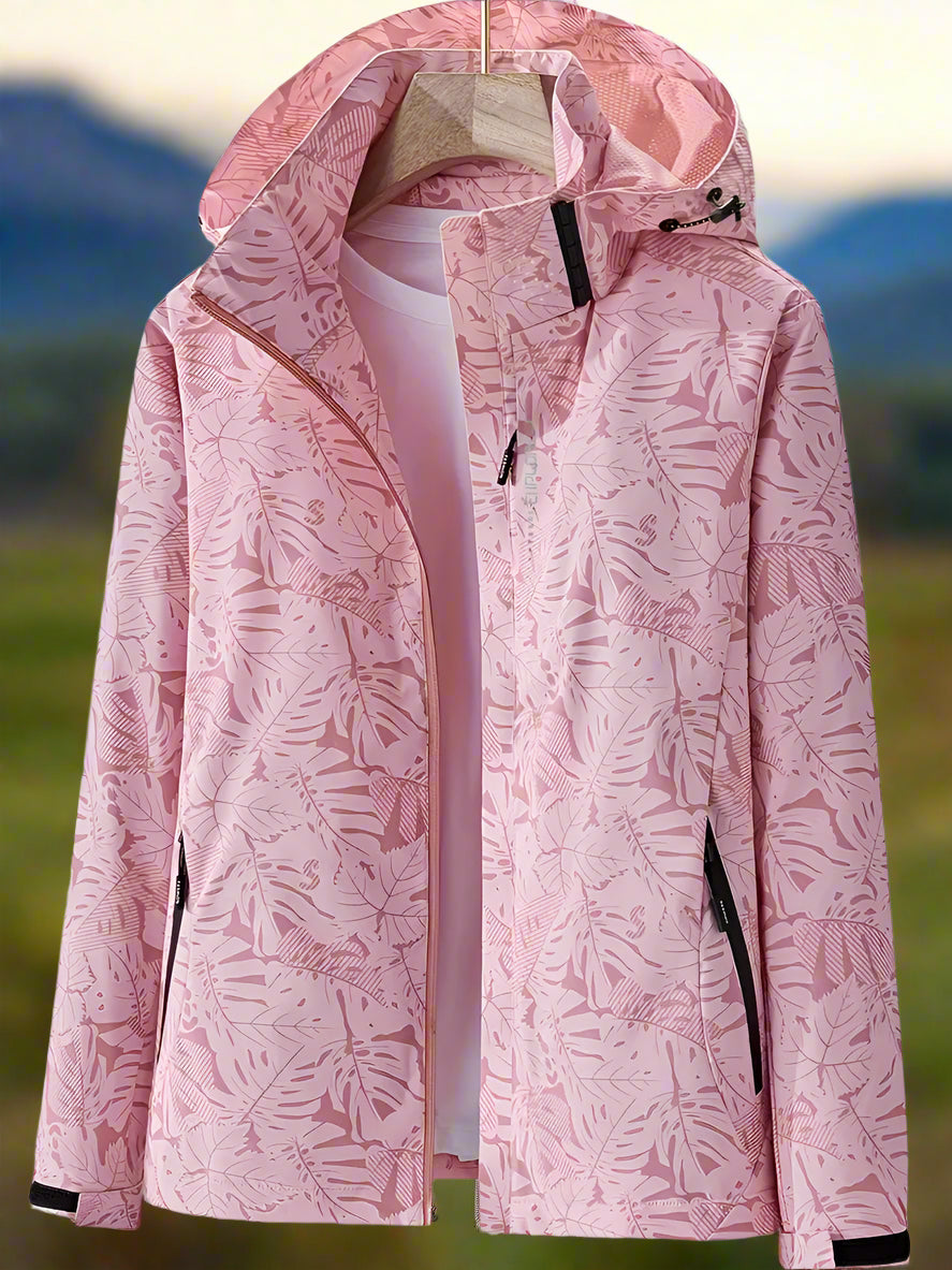 Estelle | Women's Leaf Print Hooded Waterproof Jacket