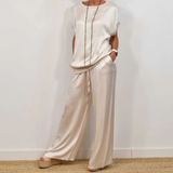 Estelle | Women's Short Sleeve Wide Leg Two-Piece Set