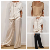 Estelle | Women's Short Sleeve Wide Leg Two-Piece Set