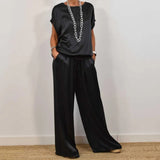 Estelle | Women's Short Sleeve Wide Leg Two-Piece Set