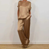 Estelle | Women's Short Sleeve Wide Leg Two-Piece Set