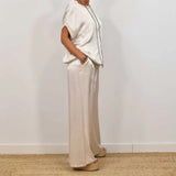 Estelle | Women's Short Sleeve Wide Leg Two-Piece Set
