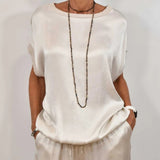 Estelle | Women's Short Sleeve Wide Leg Two-Piece Set