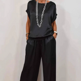 Estelle | Women's Short Sleeve Wide Leg Two-Piece Set