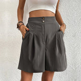 Harlow | Women's High Waist Wide Leg Shorts Pleated Casual
