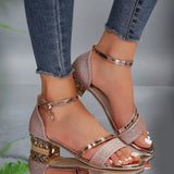 Evadne | Women's Ankle Strap Block Heel Sandals