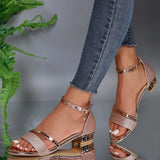Evadne | Women's Ankle Strap Block Heel Sandals