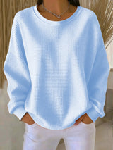 Evangelia | Women's Textured Round Neck Long Sleeve Sweater